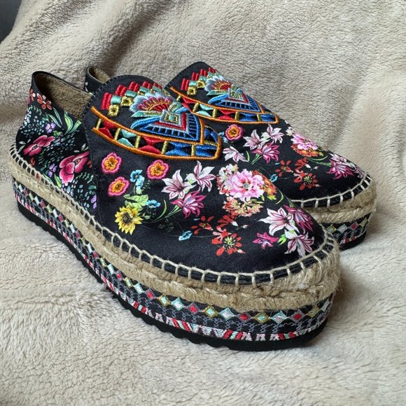 Johnny Was‎ Joshua Floral Platform Espadrilles Size 8 1/2 NEW - Picture 9 of 13